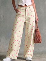 Relaxed-fit Low-rise Polka-dot Jeans With A Curved-leg Cut