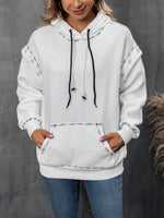 Relaxed-fit Casual Color-block Hoodie With Visible Stitching