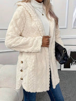 Women's Solid Color Long-sleeved Casual Loose Hooded Flannel Jacket