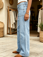 Chic Casual Stretch Denim Wide-leg Pants