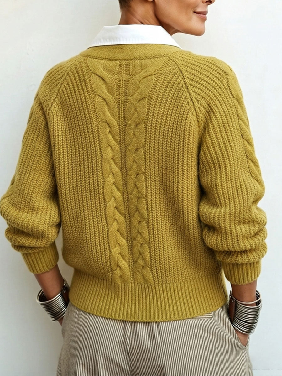Chic False Two-piece Cable-knit Sweater