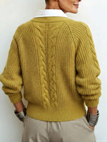 Chic False Two-piece Cable-knit Sweater