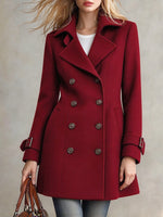 Cozy Double-breasted Wool-blend Mid-length Coat