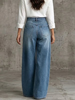 Casual Military-style Jeans With Metal Buttons