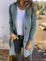 Women's Solid Color Collared Long Sleeve Casual Loose Hooded Knit Cardigan