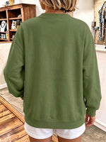 Women's Solid Color V-neck Long-sleeved Casual Loose Cotton Cardigan