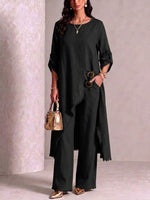 Loose-fit Asymmetric Robe Set With Metal Clasp Detail