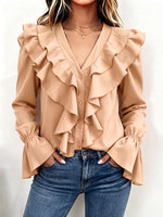 Chic Hot Pink Ruffled Blouse