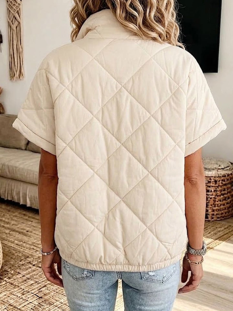 Casual Diamond-quilted Zip-up Padded Jacket