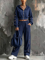 Casual Sweatpants With Metal Eyelet Details