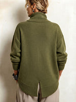 Cozy Asymmetrical Olive Green Sweater