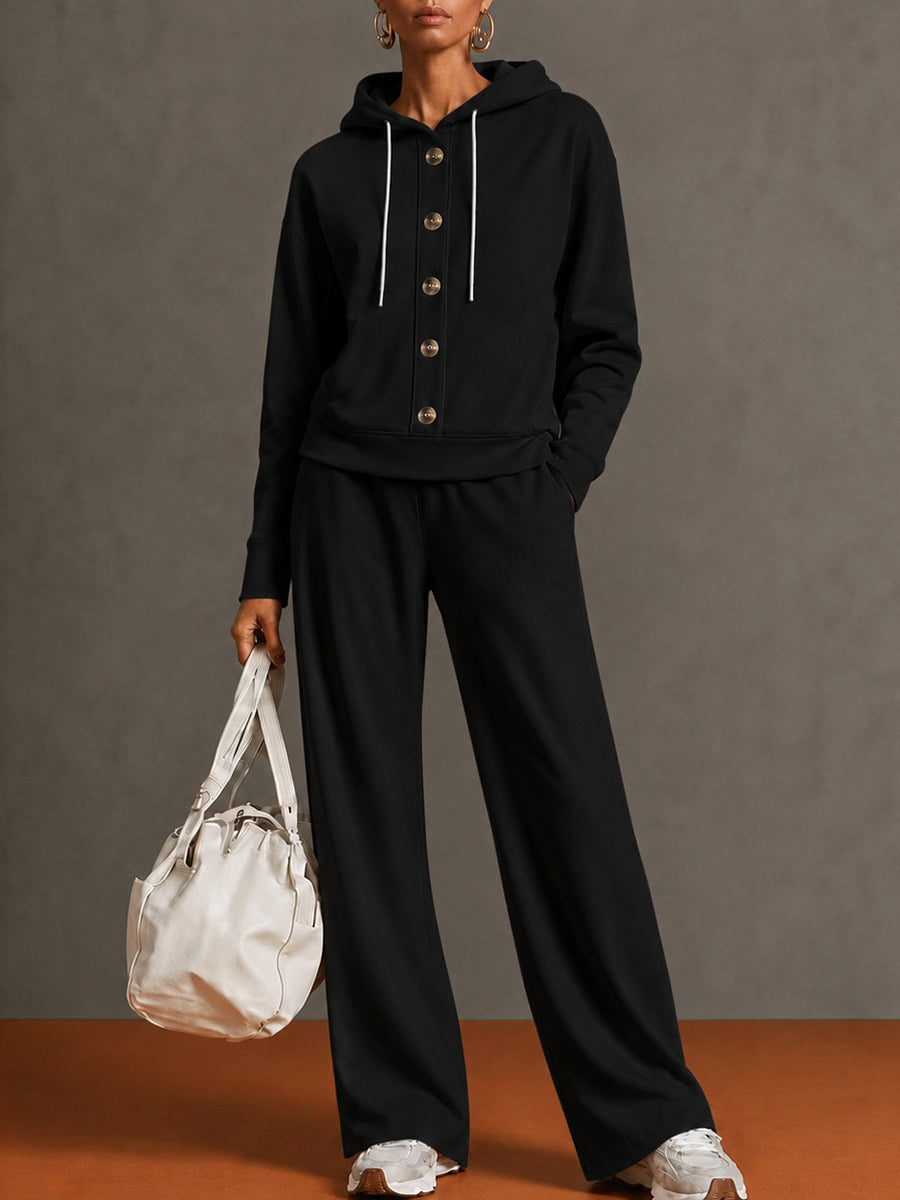 Casual Hooded Sweatshirt Two-piece Set