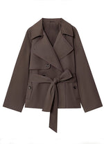 Casual Oversized Cropped Trench Coat With A Drawstring Waist