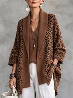 Boho Bold Leopard Knit Patchwork Cardigan