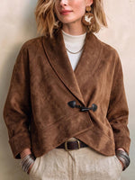 Women's Lapel Long-sleeve Loose-fit Faux Suede Casual Jacket