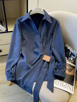 Chic Casual Striped Cotton Shirt With Tie-front Detail