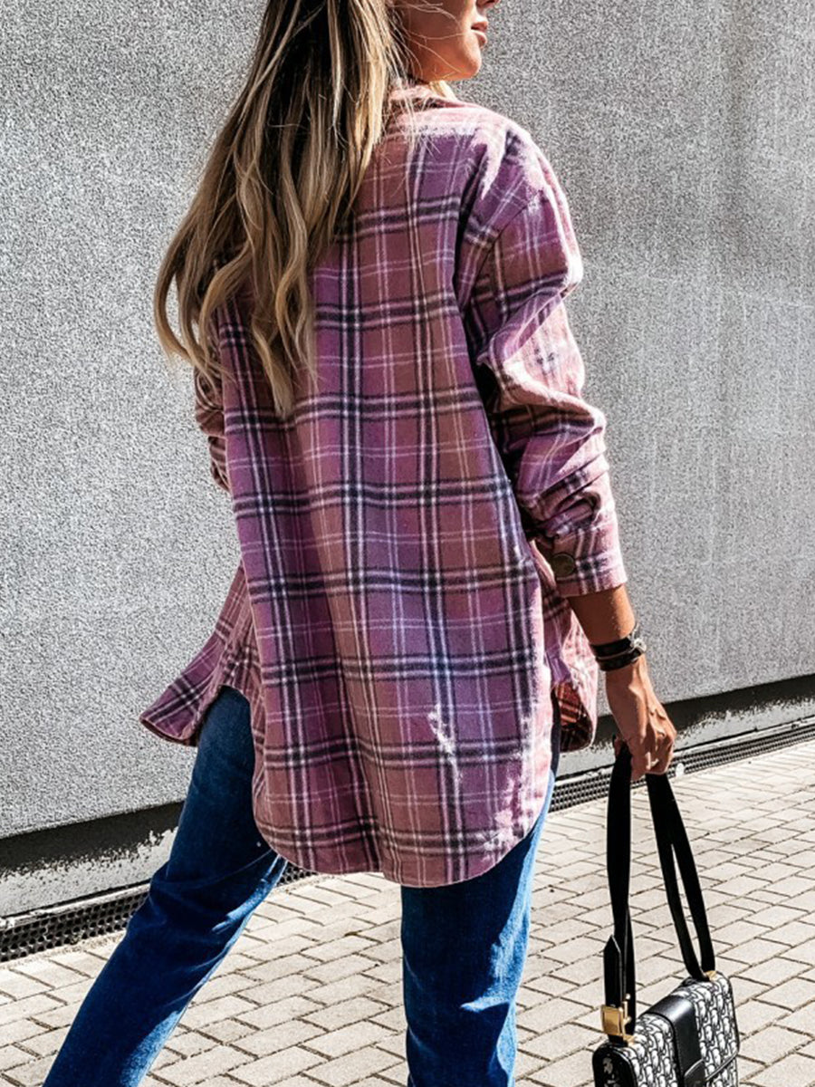 Casual Loose Plaid Shirt-jacket