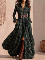 Retro Plaid Asymmetrical Slim-fit Dress