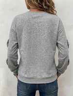 Crew Neck Self‑fabric Bow Accent Relaxed Sweatshirt