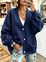 Cozy Chic Oversized V-neck Button-down Cardigan