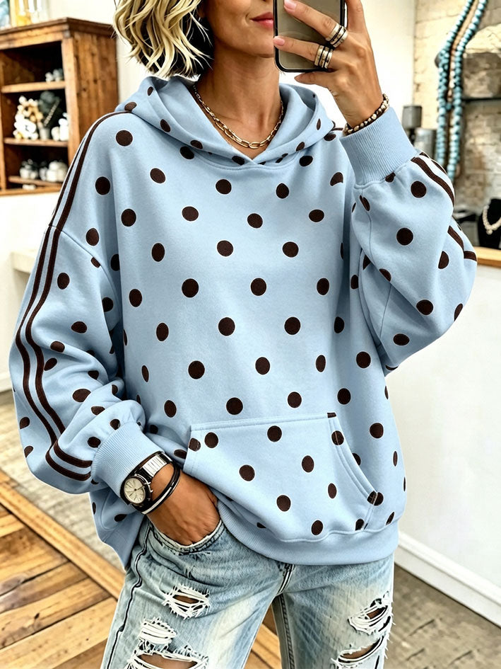 Casual Oversized Polka Dot Hoodie