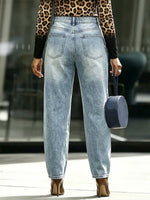 Casual Leopard-print Washed Jeans