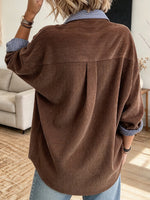 Casual Striped And Corduroy-paneled Shirt