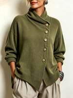 Cozy Asymmetrical Olive Green Sweater