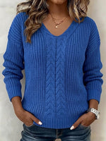 V-neck Cable-knit Sweater