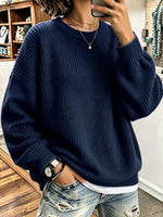 Cozy Oversized Basic Model Thickened Ribbed Knit Sweater