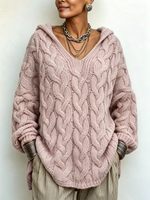 Cozy Chic Hooded Cable-knit Sweater
