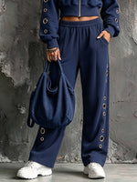 Casual Sweatpants With Metal Eyelet Details
