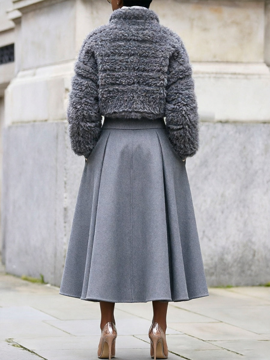 Chic, Plush-textured Cropped Knit Cardigan