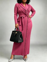 Long Robe In Highly Stretchable, Pleated-texture Fabric Featuring Stylish Tassels And A Lace-up Design.
