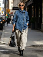 Chic Oversized Asymmetrical Denim Shirt