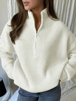 Chic Butter Yellow Quarter-Zip Ribbed Knit Sweater
