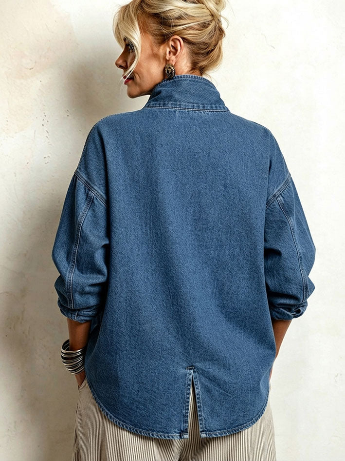 Chic Oversized Asymmetrical Denim Shirt