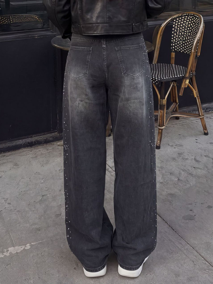 Casual Rhinestone-embellished Jeans