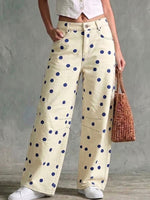Relaxed-fit Low-rise Polka-dot Jeans With A Curved-leg Cut