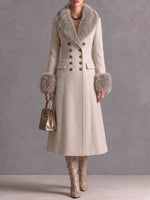 Women's Solid-color Faux Mink Fur Lapel Long-sleeve Loose Casual Dress/long Coat