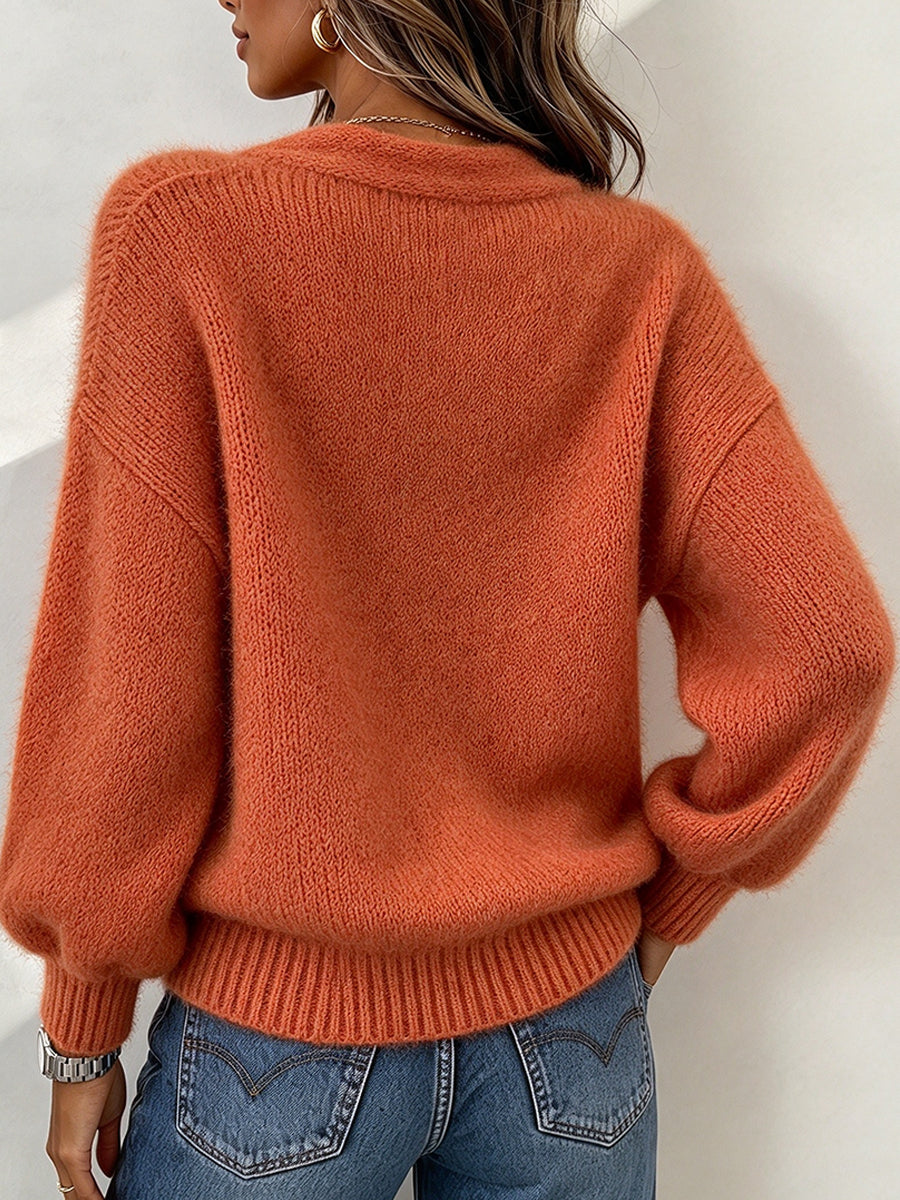Chic Lace-up Plush Knit Top
