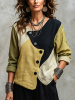 Stylish Asymmetric Colorblock Top