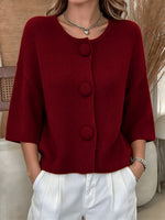 Classic Button-Front Short-Sleeve Knit Top