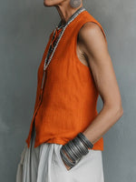 Casual Cotton-linen Blend Sleeveless Tank Top