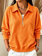 Casual Waffle-knit Half-zip Sweatshirt