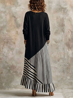 Chic Elegant Stretchy Black And Striped Maxi Dress