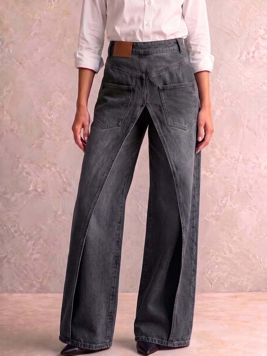 Women's High-waisted Casual Loose-fitting Wide-leg Jeans