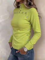 Slim-fit Knit Top With A Mock Neck And Button Detailing