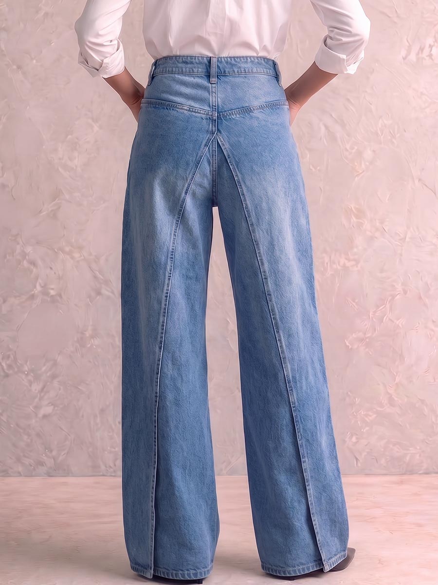 Women's High-waisted Casual Loose-fitting Wide-leg Jeans