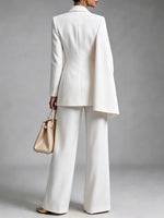 Sophisticated Ivory Asymmetric Cape Blazer